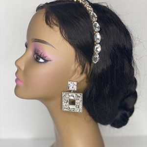 Alloy Diamond-studded glass multi-layer square earrings